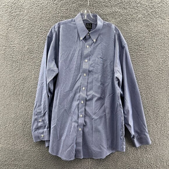 Jos A Banks Traveler Collection Shirt Mens 17–36 Blue Long Sleeve Button Down - Picture 1 of 8